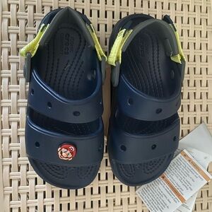 CROCS Blue and Yellow Sandals Flip Flops with Ventilation Holes